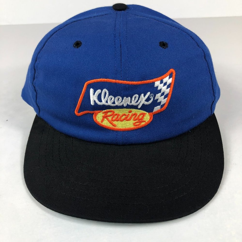 Vintage 1996 Kleenex NASCAR Racing Hat Snap Back Blue & Black Embroidered #40